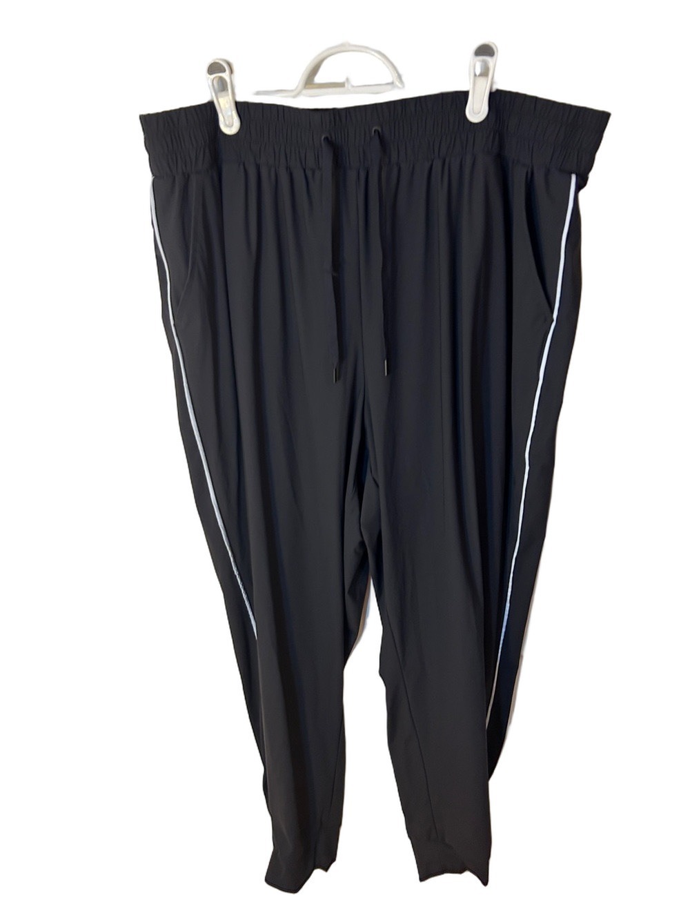 Pennington’s Active Zone Black Track Pants / Jogger Pants with White Piping 1X